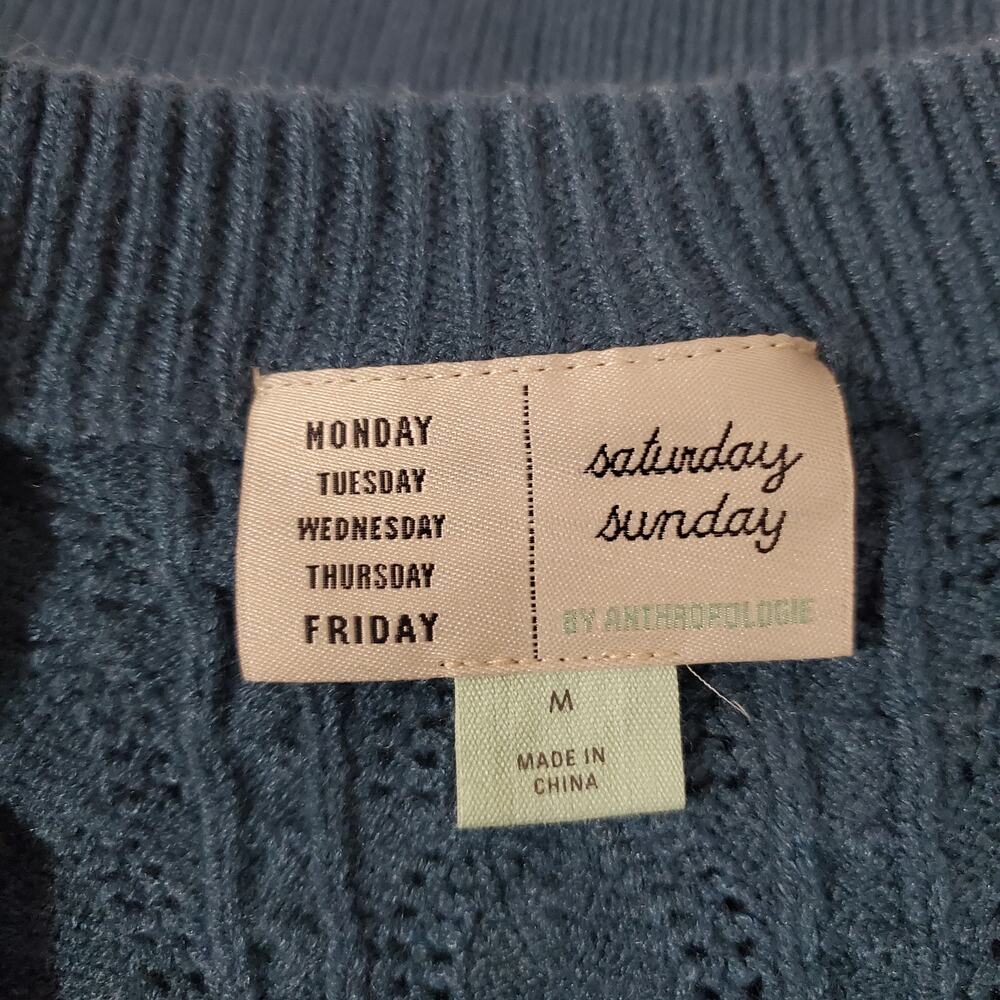 Anthropologie Saturday Sunday Cable Knit V-Neck Cropped Sweater Womens Size M - Picture 7 of 10